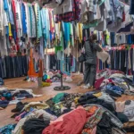 Seorang warga memilih-milih pakaian bekas di Pasar Masomba, Palu, Jumat (28/3/2025). (Foto: bmzIMAGES/Basri Marzuki)